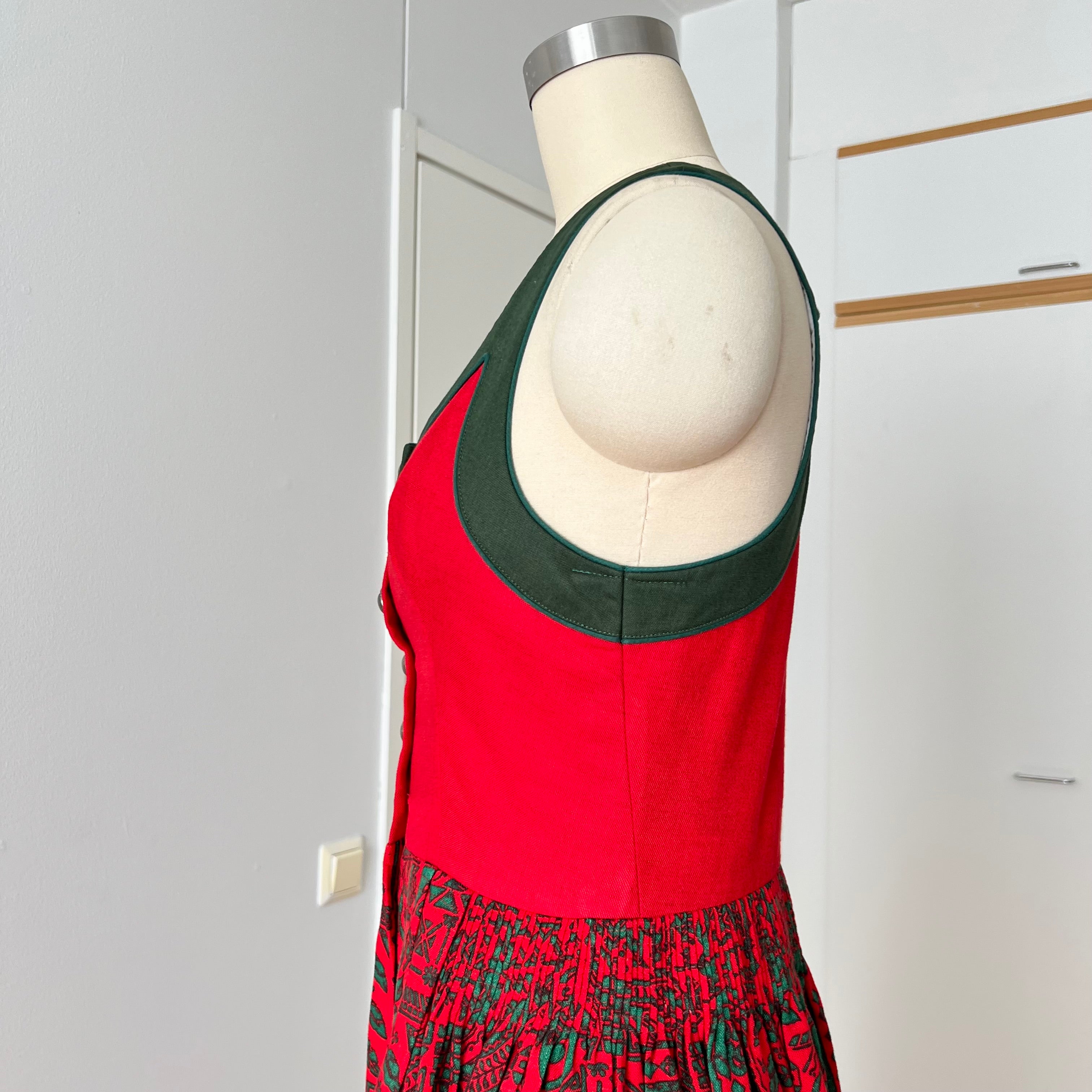 70s 80s German Dirndl Dress Bavarian Folk Floral Trachten Midi Oktoberfest Dress EU 40