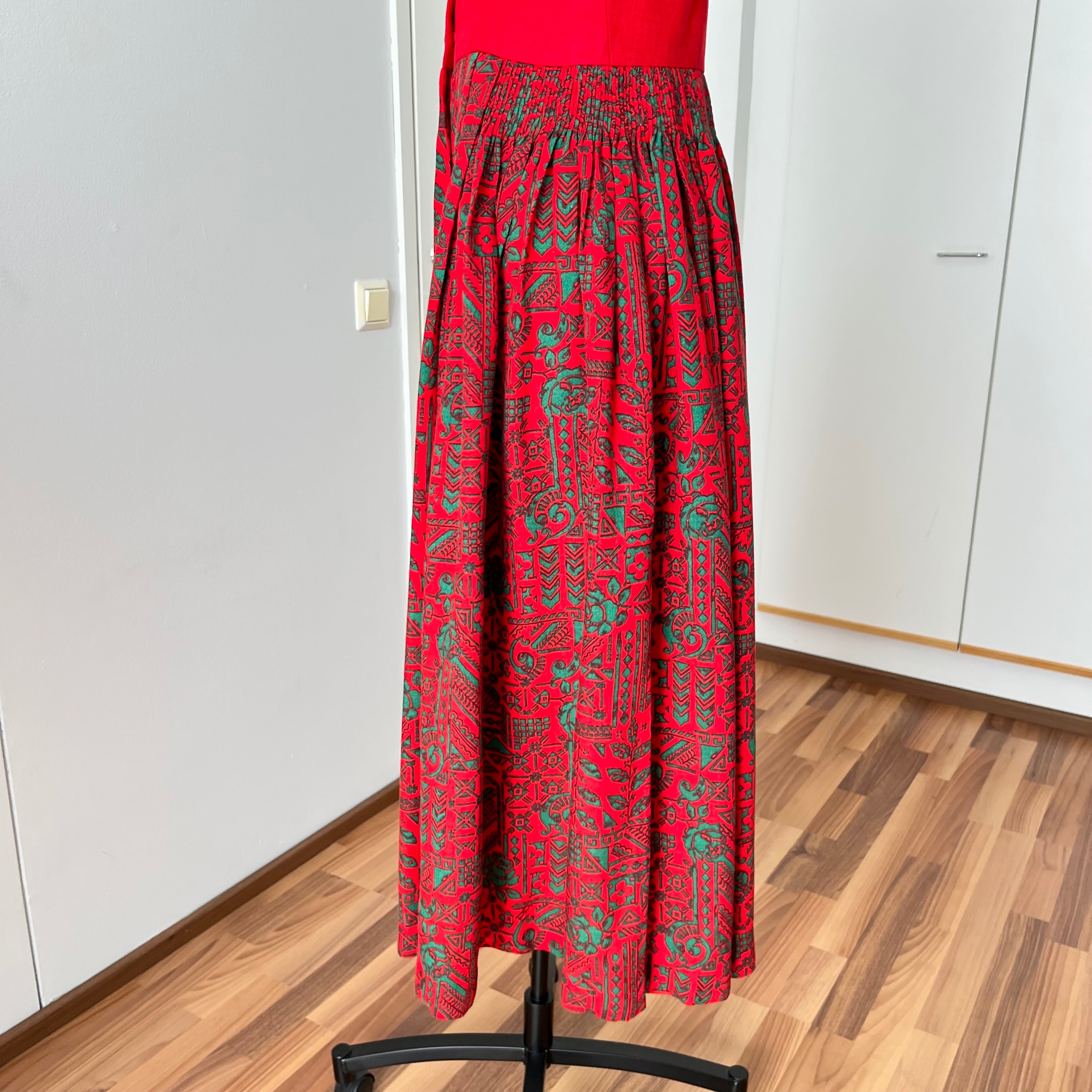 70s 80s German Dirndl Dress Bavarian Folk Floral Trachten Midi Oktoberfest Dress EU 40