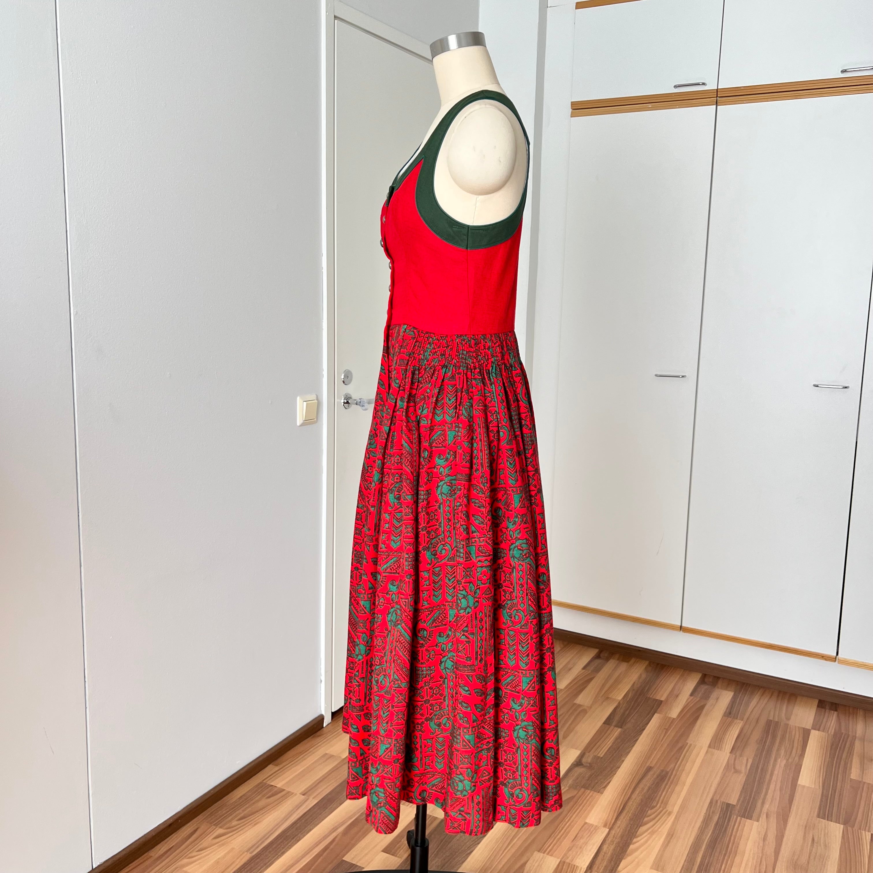 70s 80s German Dirndl Dress Bavarian Folk Floral Trachten Midi Oktoberfest Dress EU 40
