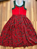Vintage Bavarian Trachten Dirndl Dress-Austrian Folk Print Oktoberfest Dress