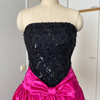 80s SCARLETT NITE Sequins Party Dress-Vintage Strapless Prom Party Dress ILGWU