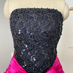 80s SCARLETT NITE Sequins Party Dress-Vintage Strapless Prom Party Dress ILGWU