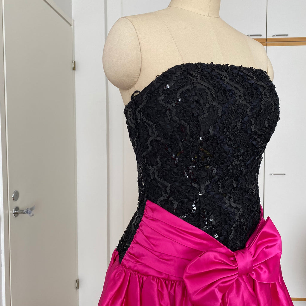 80s SCARLETT NITE Sequins Party Dress-Vintage Strapless Prom Party Dress ILGWU