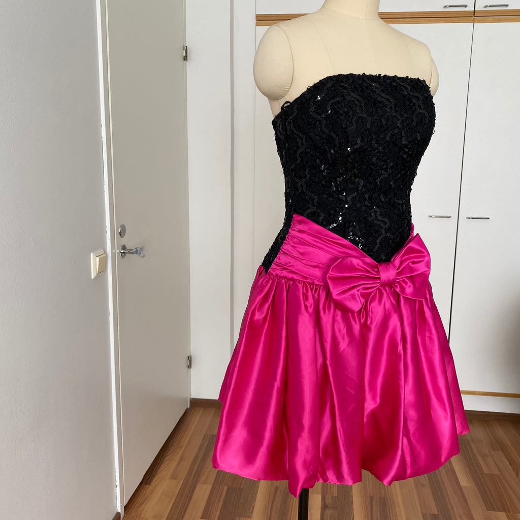 80s SCARLETT NITE Sequins Party Dress-Vintage Strapless Prom Party Dress ILGWU