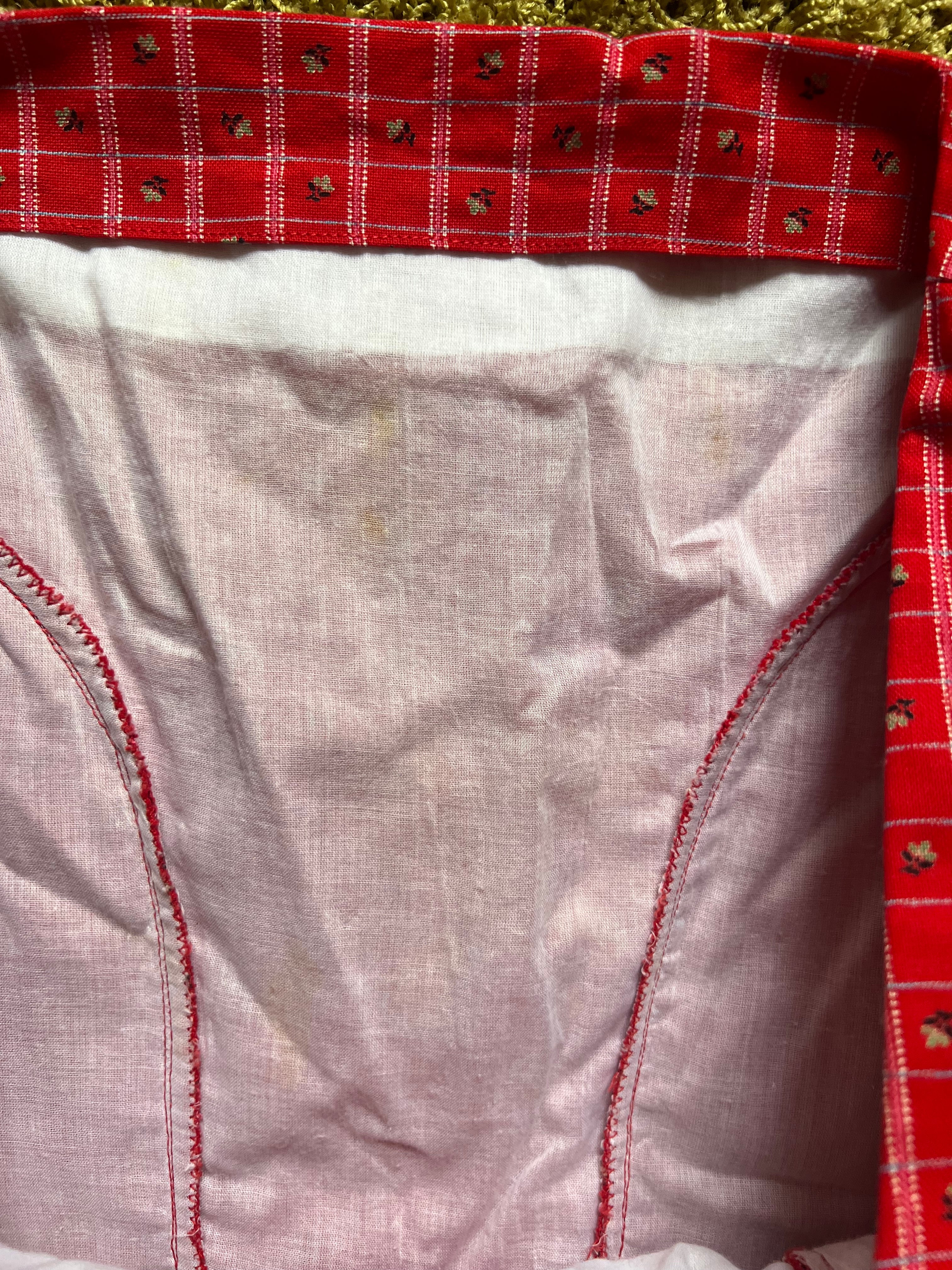 80s Austrian Folk Red Midi Dirndl Dress-Bavarian Oktoberfest Trachten Dress