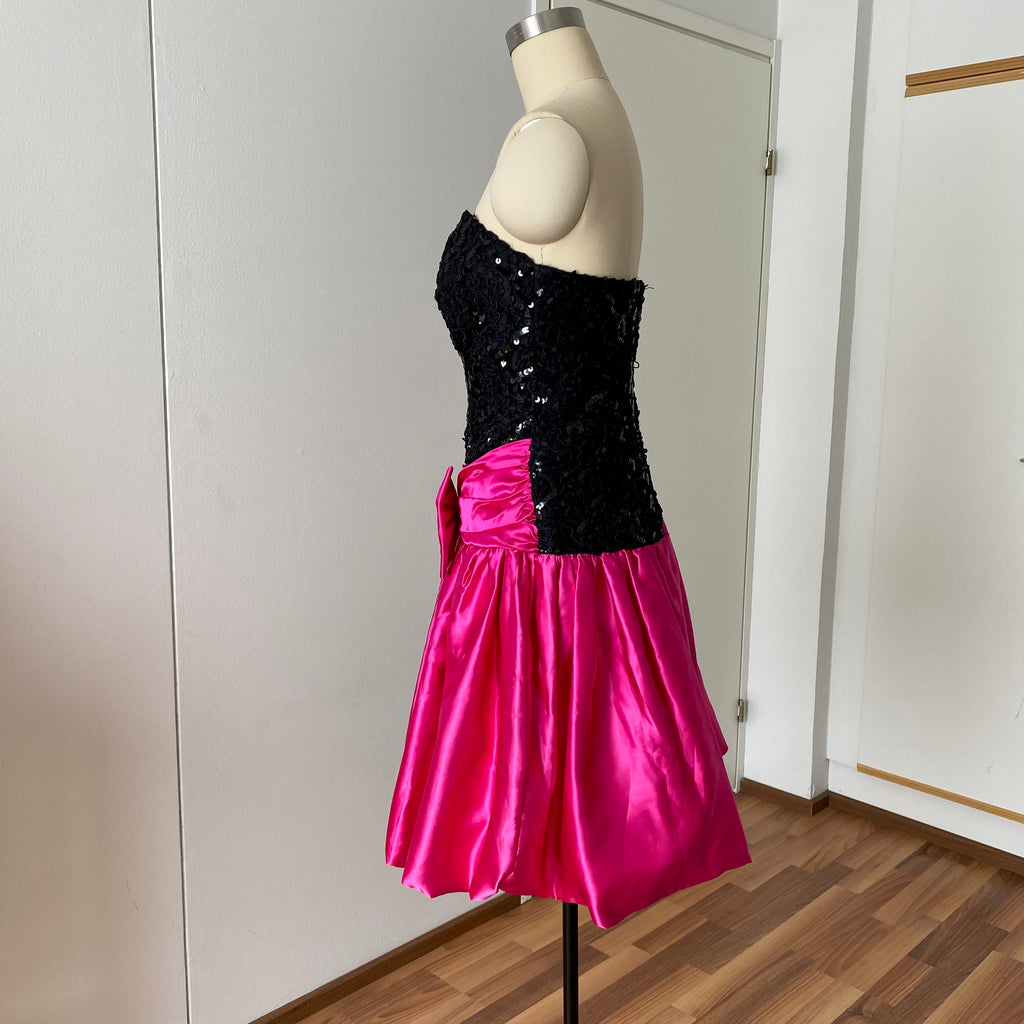 80s SCARLETT NITE Sequins Party Dress-Vintage Strapless Prom Party Dress ILGWU