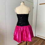 80s SCARLETT NITE Sequins Party Dress-Vintage Strapless Prom Party Dress ILGWU