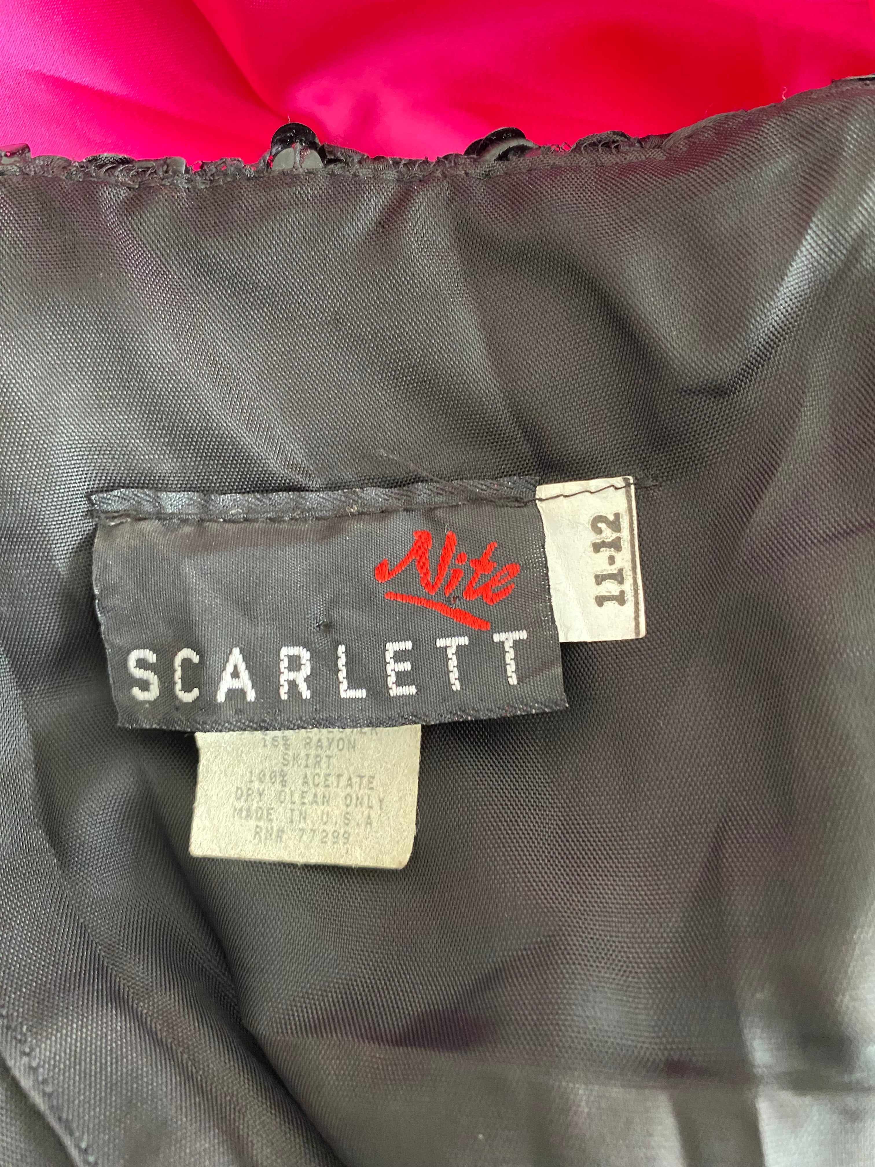 80s SCARLETT NITE Sequins Party Dress-Vintage Strapless Prom Party Dress ILGWU