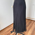 90s Minimalist Black Slip Dress-Y2K Spaghetti Straps Maxi Dress