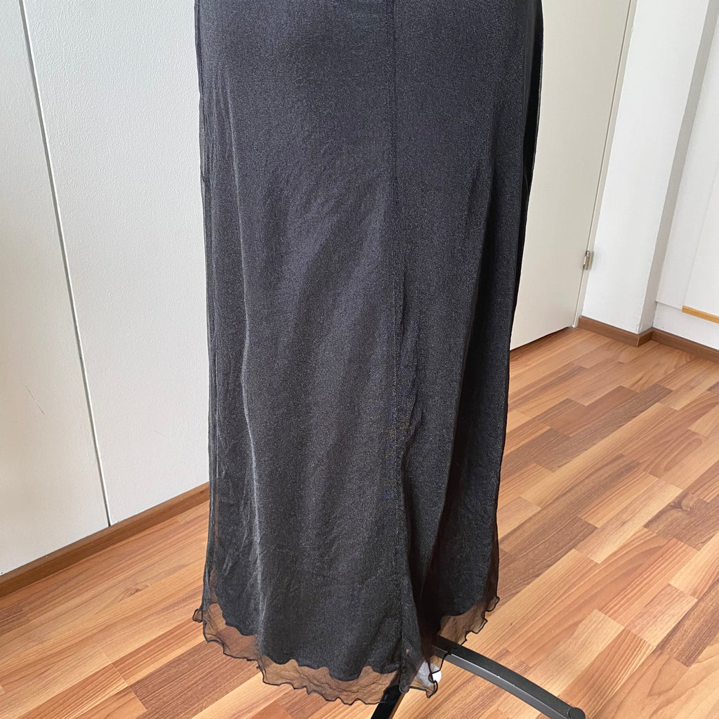 90s Minimalist Black Slip Dress-Y2K Spaghetti Straps Maxi Dress