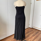 90s Minimalist Black Slip Dress-Y2K Spaghetti Straps Maxi Dress