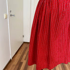 80s Austrian Folk Red Midi Dirndl Dress-Bavarian Oktoberfest Trachten Dress