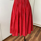 80s Austrian Folk Red Midi Dirndl Dress-Bavarian Oktoberfest Trachten Dress