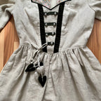 80s INZY DESIGN Linen Trachten Dress-Puff Sleeves Austrian Dirndl Dress