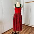 Vintage Bavarian Trachten Dirndl Dress-Austrian Folk Print Oktoberfest Dress