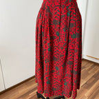 Vintage Bavarian Trachten Dirndl Dress-Austrian Folk Print Oktoberfest Dress