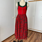 Vintage Bavarian Trachten Dirndl Dress-Austrian Folk Print Oktoberfest Dress