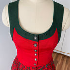 Vintage Bavarian Trachten Dirndl Dress-Austrian Folk Print Oktoberfest Dress
