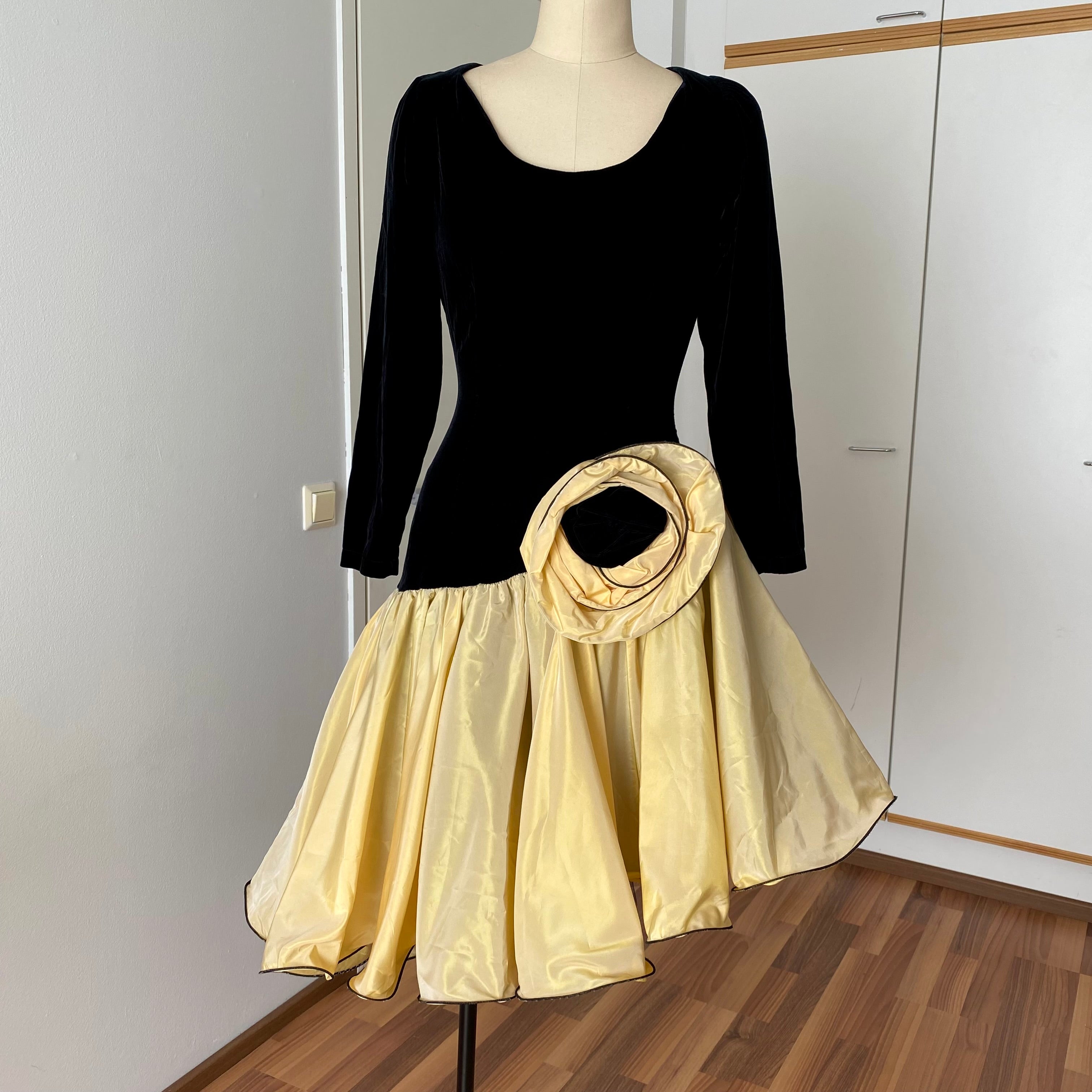 80s JEANNE PASCARELLA  Drop Waist Prom Party Dress-French Vintage Cocktail Dress