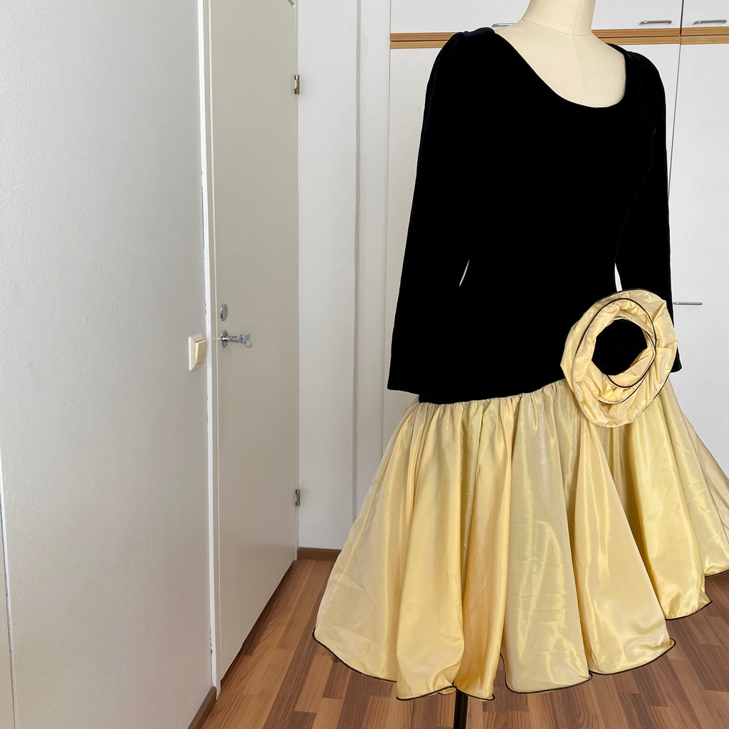 80s JEANNE PASCARELLA  Drop Waist Prom Party Dress-French Vintage Cocktail Dress