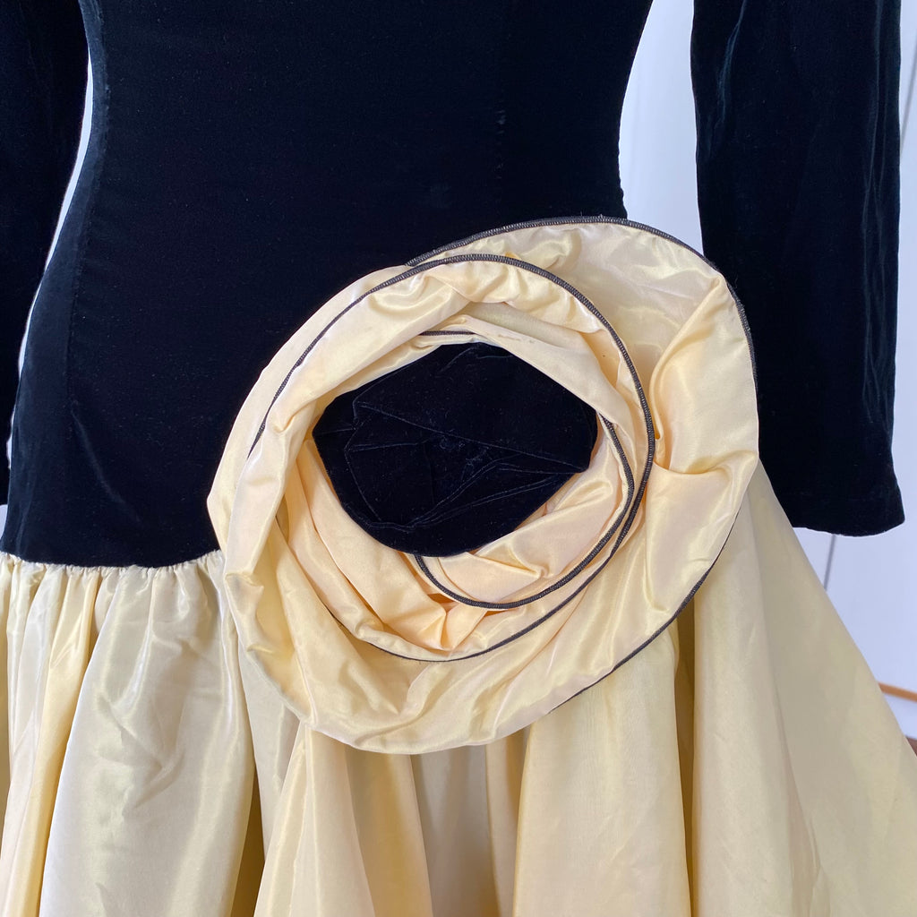 80s JEANNE PASCARELLA  Drop Waist Prom Party Dress-French Vintage Cocktail Dress