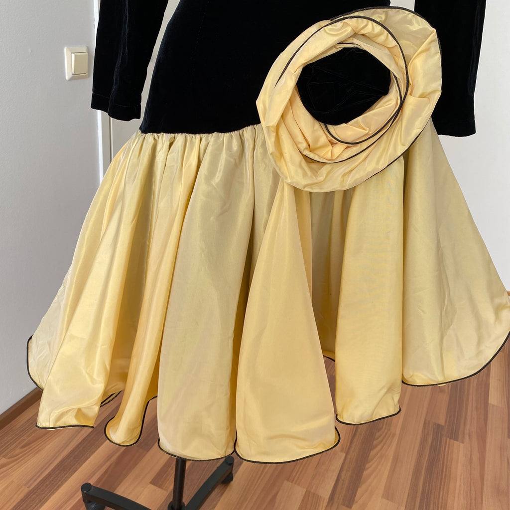80s JEANNE PASCARELLA  Drop Waist Prom Party Dress-French Vintage Cocktail Dress