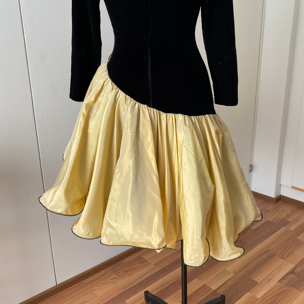 80s JEANNE PASCARELLA  Drop Waist Prom Party Dress-French Vintage Cocktail Dress