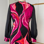 1970s MK MODELL Psychedelic Maxi Dress-Diolen Apart Mod Long Sleeves Evening Dress