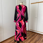 1970s MK MODELL Psychedelic Maxi Dress-Diolen Apart Mod Long Sleeves Evening Dress