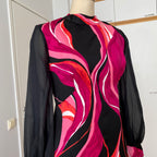 1970s MK MODELL Psychedelic Maxi Dress-Diolen Apart Mod Long Sleeves Evening Dress