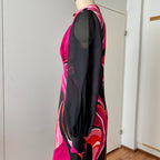 1970s MK MODELL Psychedelic Maxi Dress-Diolen Apart Mod Long Sleeves Evening Dress