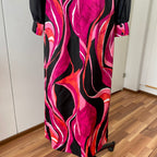 1970s MK MODELL Psychedelic Maxi Dress-Diolen Apart Mod Long Sleeves Evening Dress