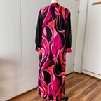 1970s MK MODELL Psychedelic Maxi Dress-Diolen Apart Mod Long Sleeves Evening Dress