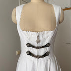 90s Vintage White Austrian Dirndl Dress-Bavarian Folk Trachten Dress