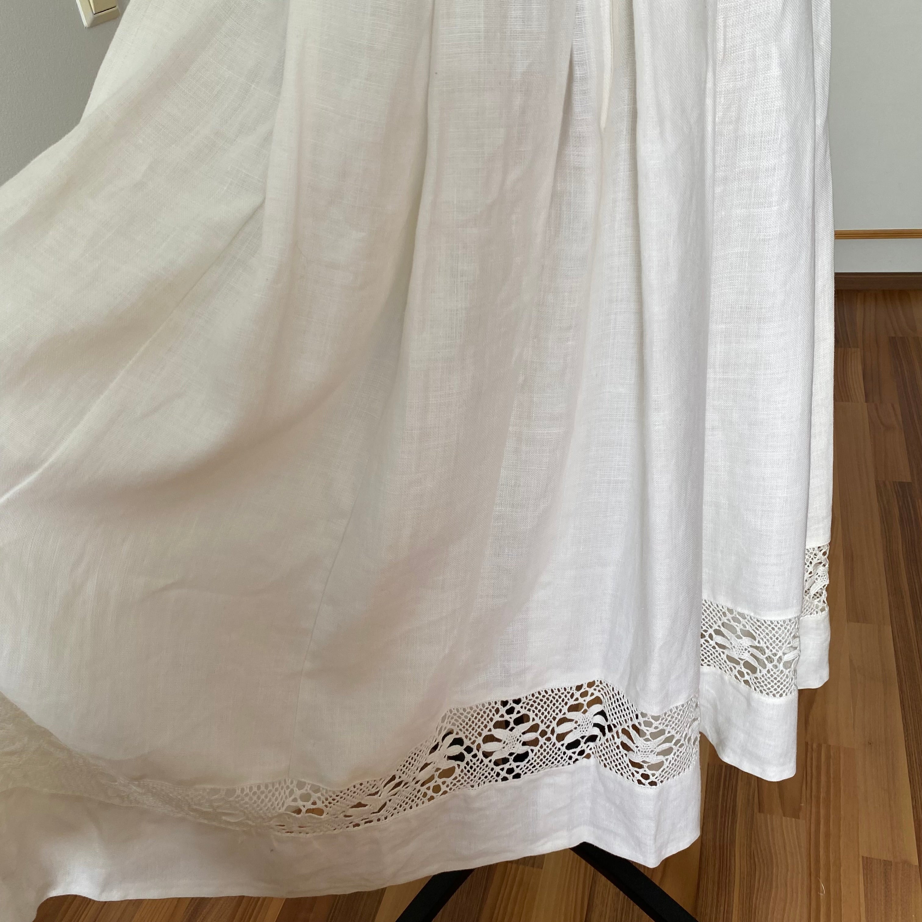 90s Vintage White Austrian Dirndl Dress-Bavarian Folk Trachten Dress