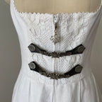 90s Vintage White Austrian Dirndl Dress-Bavarian Folk Trachten Dress