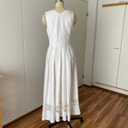 90s Vintage White Austrian Dirndl Dress-Bavarian Folk Trachten Dress