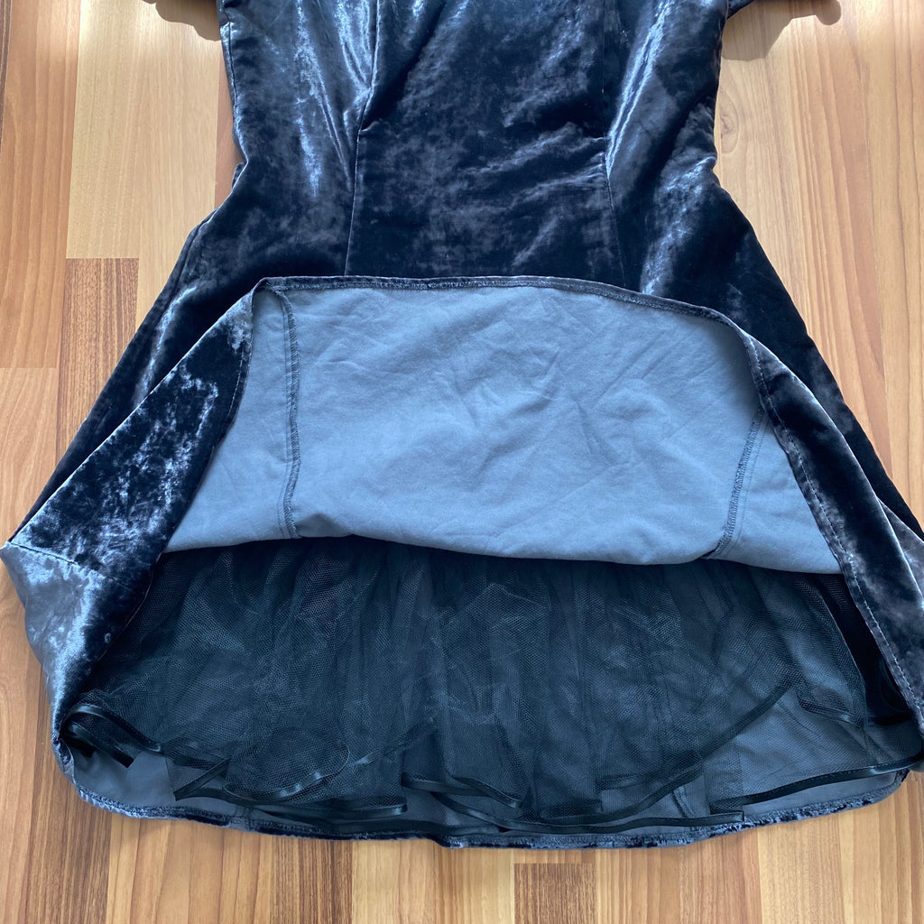 1990s Velvet Lace Trim Party Dress-Whimsygoth Off Shoulder Mini Dress