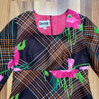 1970s Vintage Floral Mod Mini Dress-Long Sleeves Aline Groovy Dress EU 38