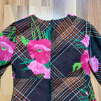 1970s Vintage Floral Mod Mini Dress-Long Sleeves Aline Groovy Dress EU 38