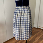 70s Gingham Check Midi Party Dress-Vintage Cocktail Prom Evening Dress