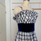 70s Gingham Check Midi Party Dress-Vintage Cocktail Prom Evening Dress