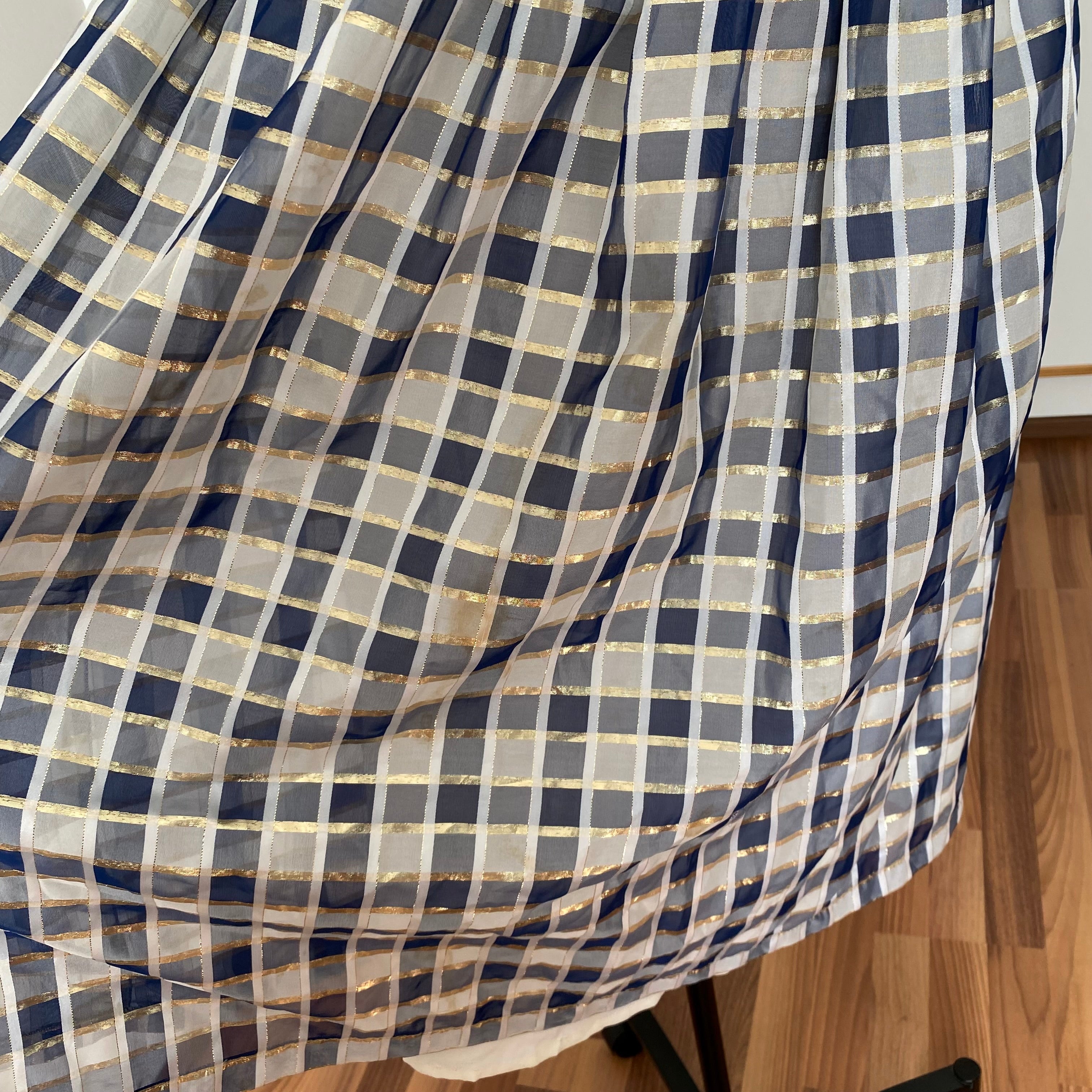 70s Gingham Check Midi Party Dress-Vintage Cocktail Prom Evening Dress