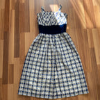 70s Gingham Check Midi Party Dress-Vintage Cocktail Prom Evening Dress