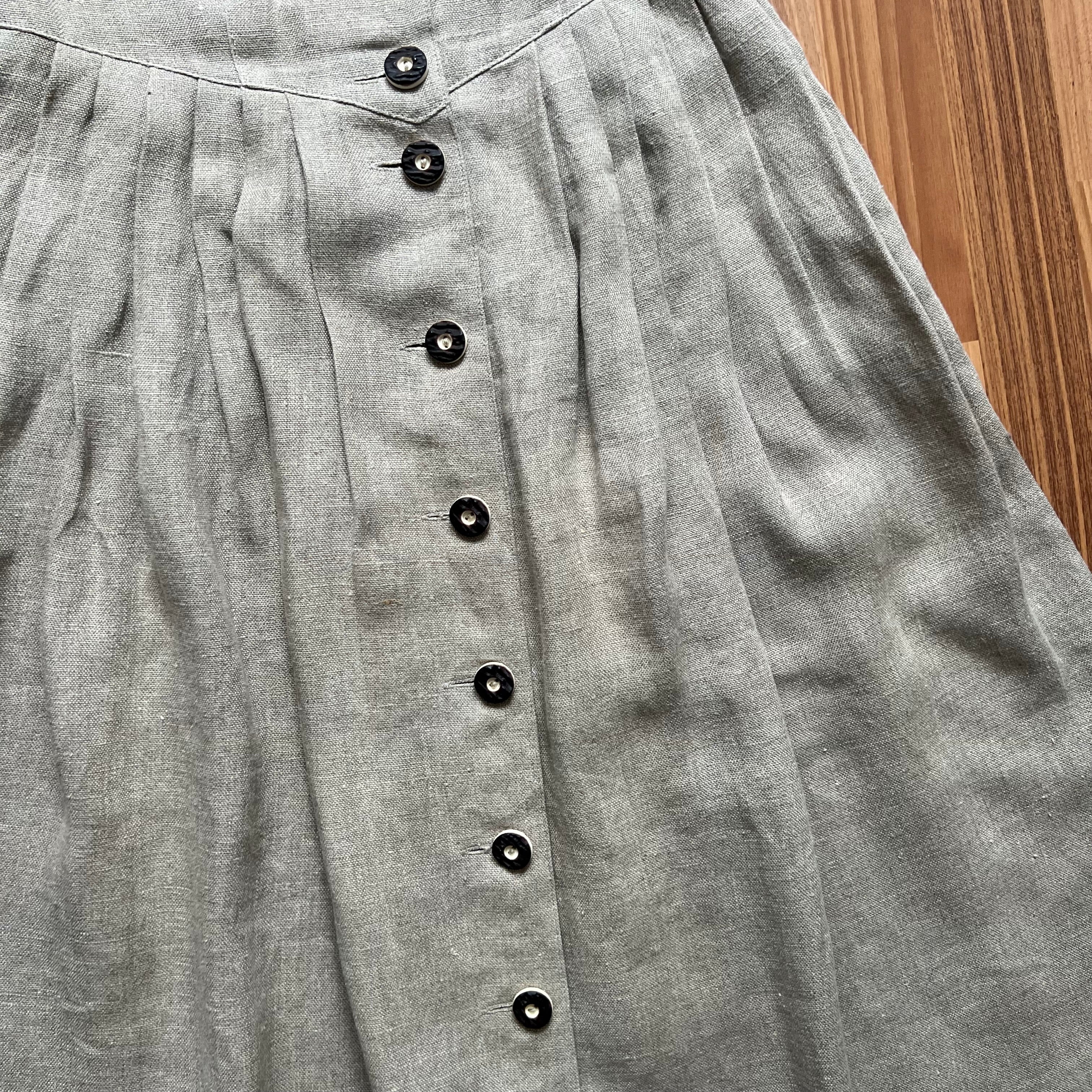 Vintage Brown Linen Trachten Dress Puff Sleeves Austrian Folk Cottagecore Tyrol Dress EU 38