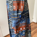 1970s BETTY BARCLAY Boho Shirt Dress-Patchwork Print Belted Hippie Folk Midi Dress