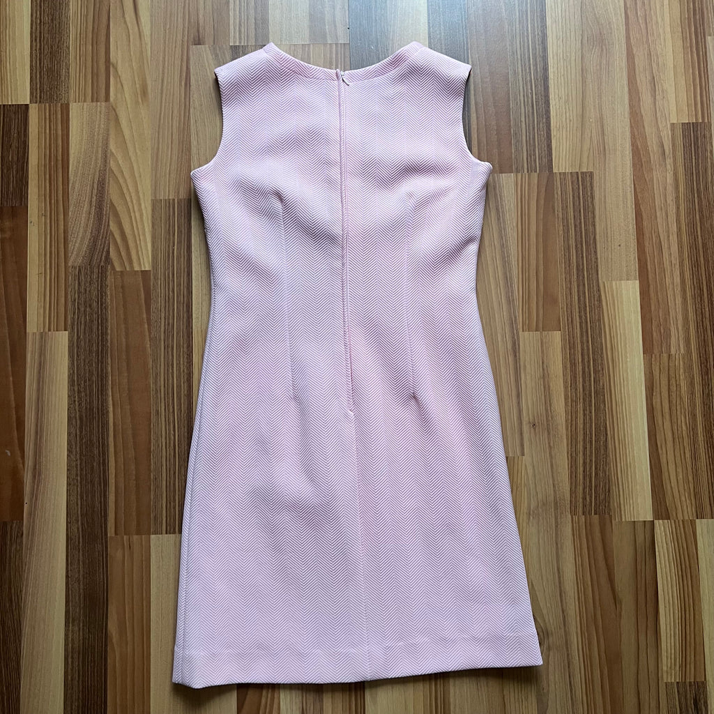 60s 70s Pink Mod Shift Mini Dress-Aline Sleeveless Vintage Dress-Retro Gogo Space Age Twiggy Style Dress