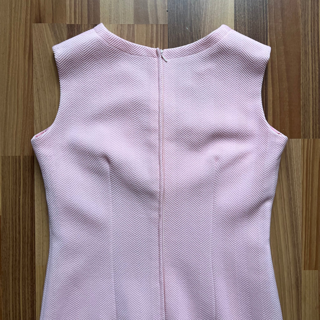 60s 70s Pink Mod Shift Mini Dress-Aline Sleeveless Vintage Dress-Retro Gogo Space Age Twiggy Style Dress