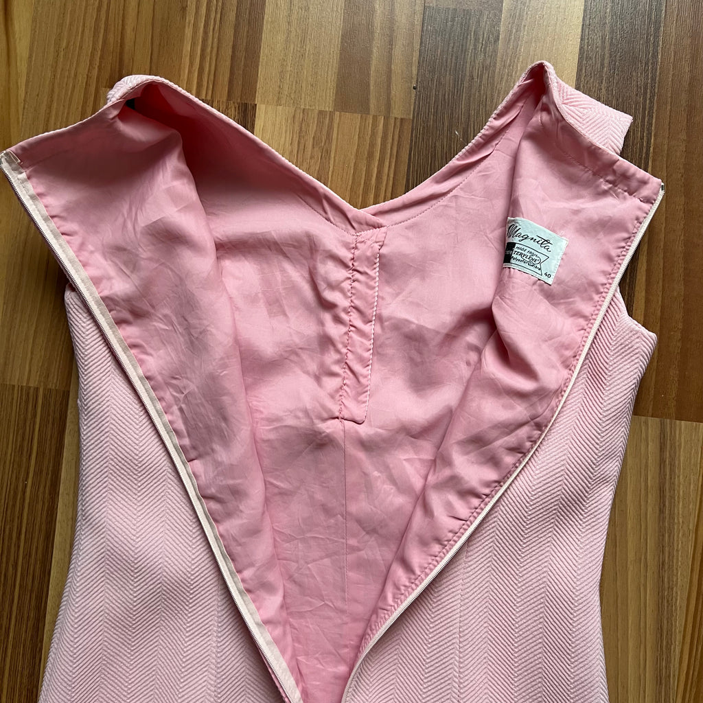 60s 70s Pink Mod Shift Mini Dress-Aline Sleeveless Vintage Dress-Retro Gogo Space Age Twiggy Style Dress