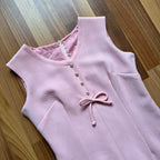 60s 70s Pink Mod Shift Mini Dress-Aline Sleeveless Vintage Dress-Retro Gogo Space Age Twiggy Style Dress